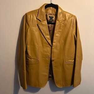 Jane Doe Vintage 100% Leather Jacket – Tan with Yellow Undertones, Size L